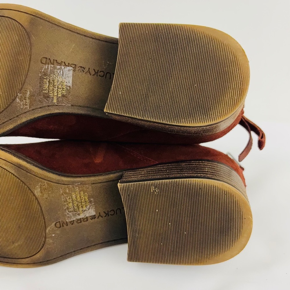 Lucky Brand Lahela Burgundy Suede Ankle Booties Womens 8.5 Pointed Toe Red - Picture 8 of 13